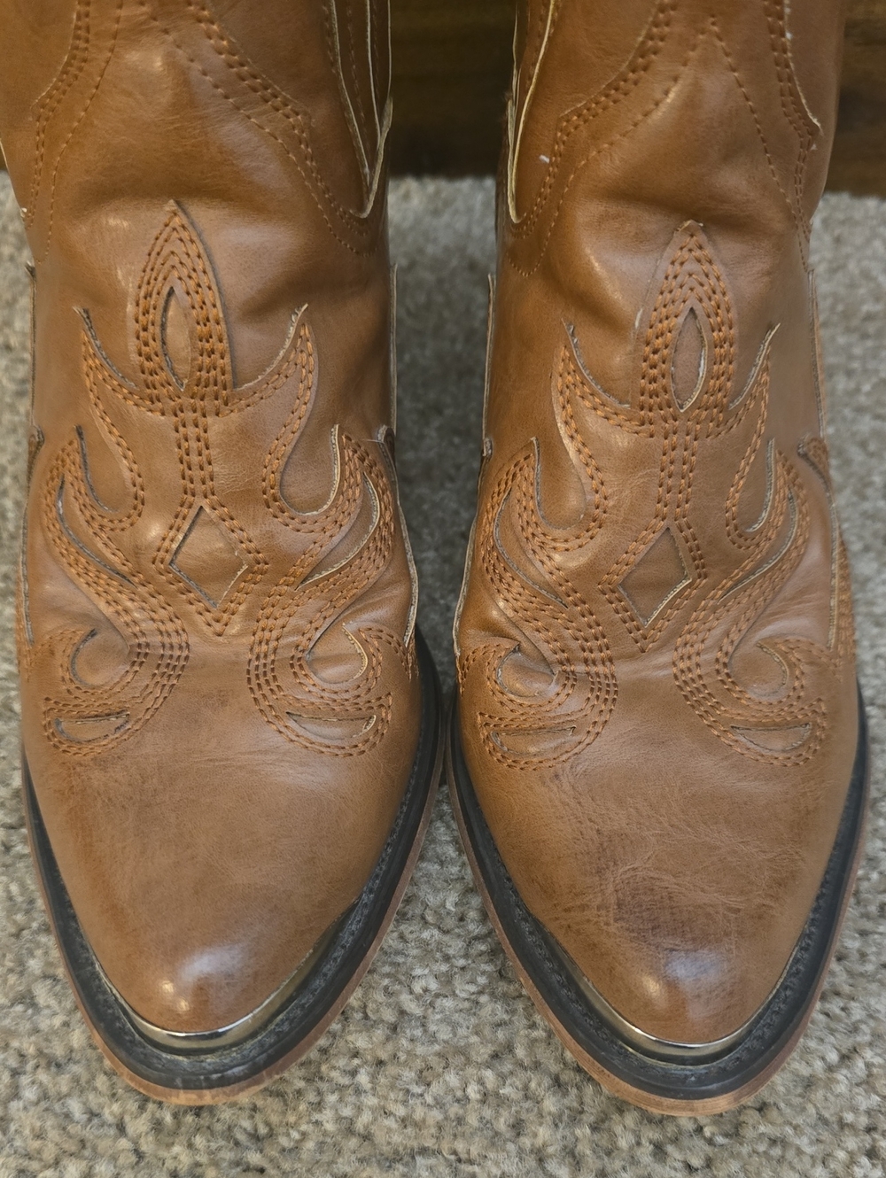 Women's Brown Leather Western Ankle Boots -  Sz 6 - Picture 6 of 6